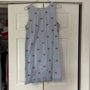 Seersucker watermelon sleeveless dress